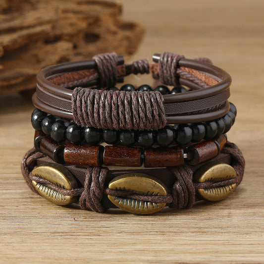 Retro Artistic Alloy Shell Multi-layer Bracelet Four-piece Set