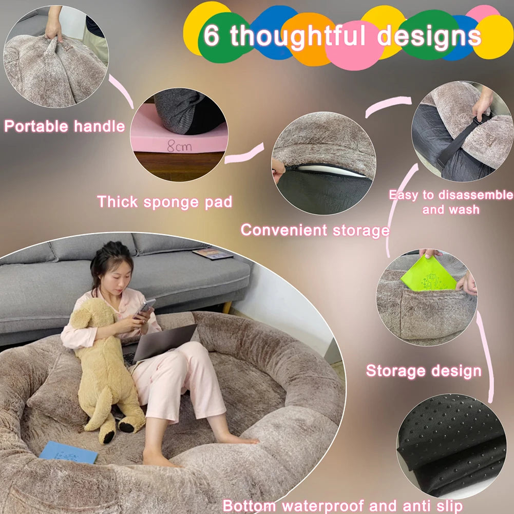 Human Dog Bed Extra-large, portable, comfy, plush dog bed with a pocket Extra-Small Sofa Bed for Humans