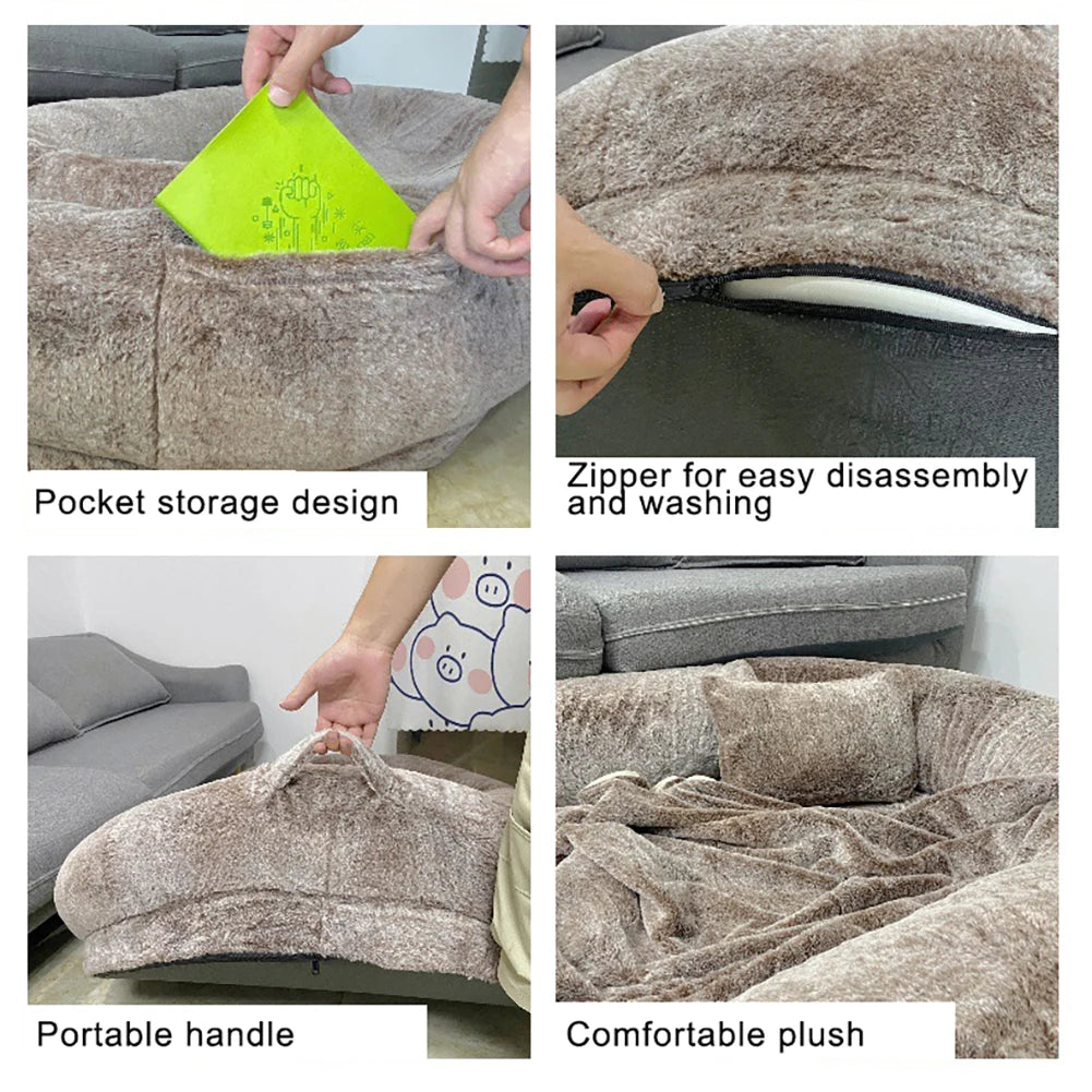 Human Dog Bed Extra-large, portable, comfy, plush dog bed with a pocket Extra-Small Sofa Bed for Humans