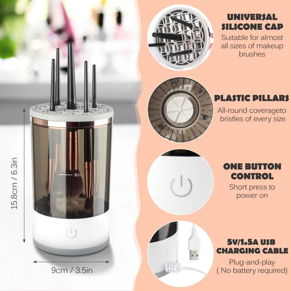 Automatic Makeup Brush Cleaner 3 in 1 Cosmetic Automatic Spinner Cleaning Drying Machine Automatic Brush Cleaner Spinner Machine