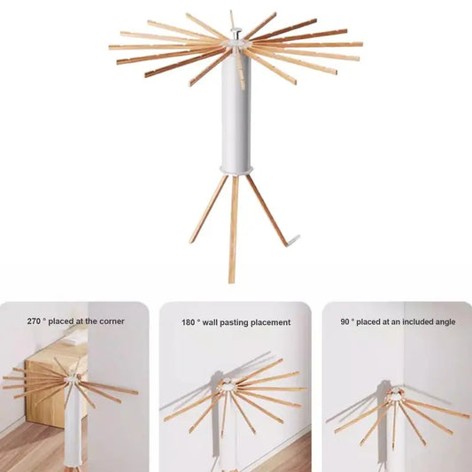 Foldable Wooden Tripod Drying Rack - 360° Rotating, Stable & Multifunctional