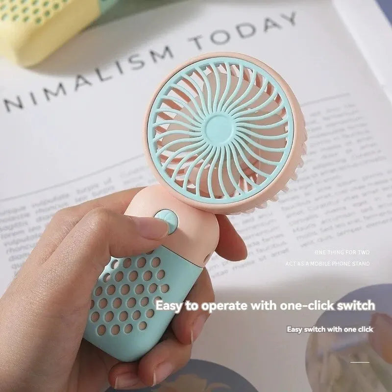 Perfect for Students, 2024 Mini USB Fan: Adorable Handheld Cartoon Fan with Portable Charging
